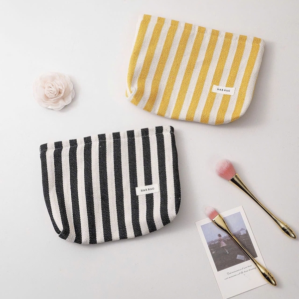 Make Up Purse - Yellow Striped