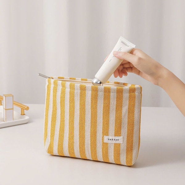 Make Up Purse - Yellow Striped