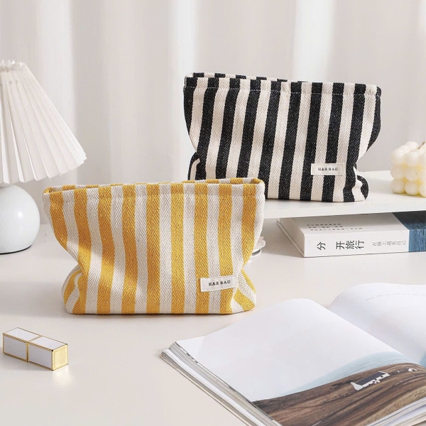 Make Up Purse - Black Striped
