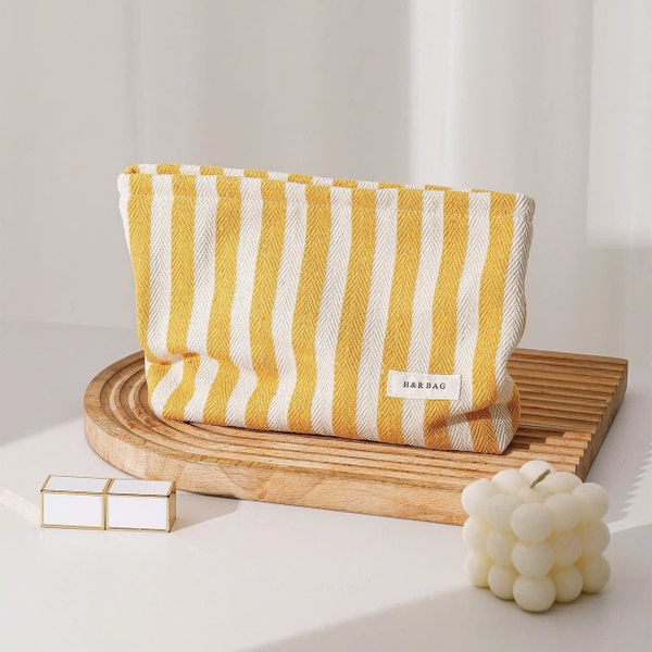 Make Up Purse - Yellow Striped