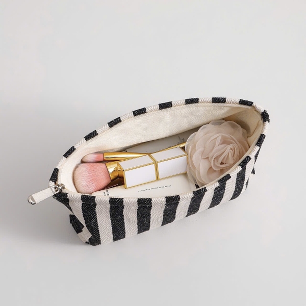 Make Up Purse - Black Striped