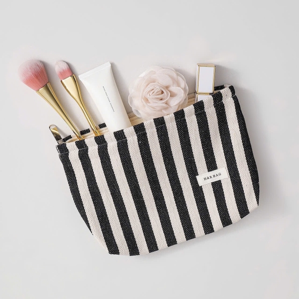 Make Up Purse - Black Striped