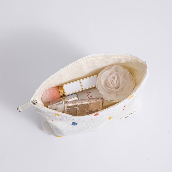 Make Up Purse - Colorful Polka Dot In White