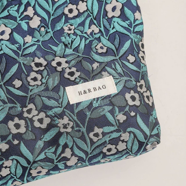 Make Up Purse - Tiny Flower In Teal