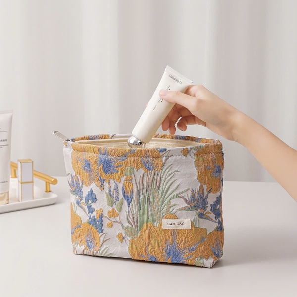 Make Up Purse - Yellow and Blue Iris