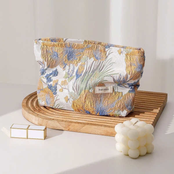 Make Up Purse - Yellow and Blue Iris