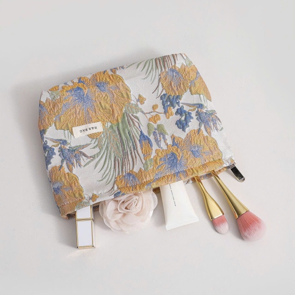 Make Up Purse - Yellow and Blue Iris