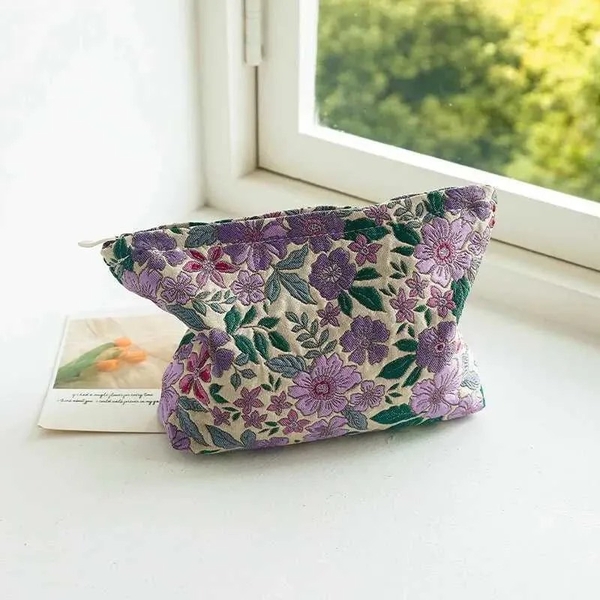 Make Up Purse - Lilac Flower