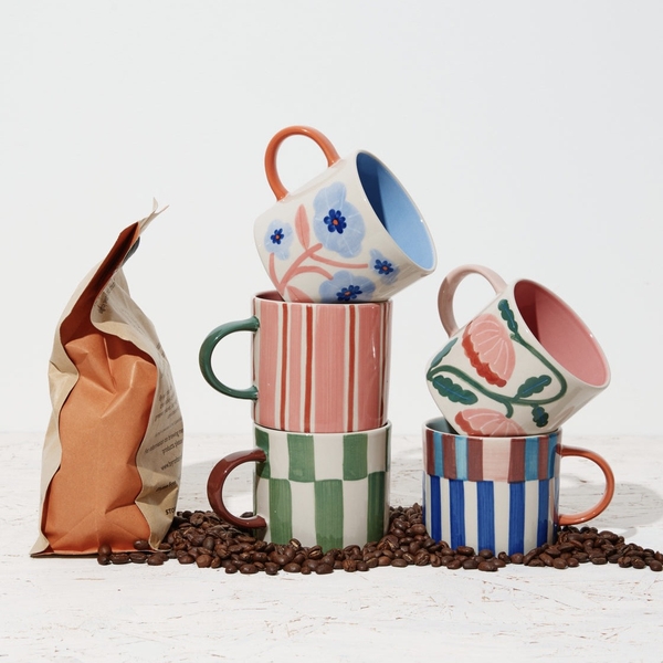 BÁT TRÀNG CERAMIC - Square Mug in Blue Flower