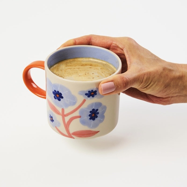 BÁT TRÀNG CERAMIC - Square Mug in Blue Flower