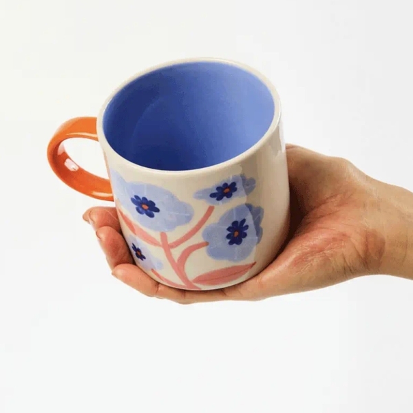 BÁT TRÀNG CERAMIC - Square Mug in Blue Flower
