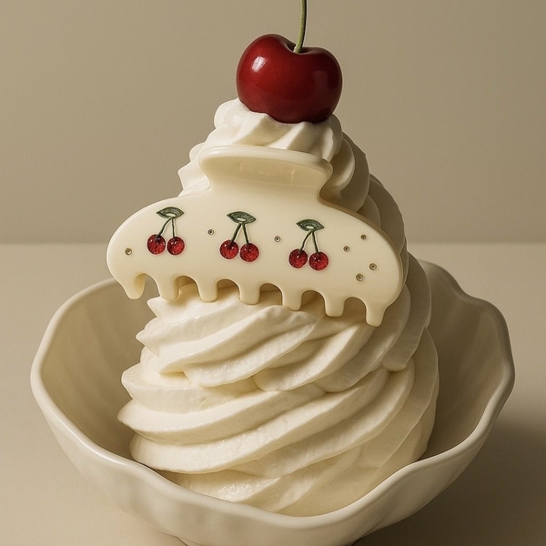 HAIR ACCESSORY - Cherry Hair Claw in Beige