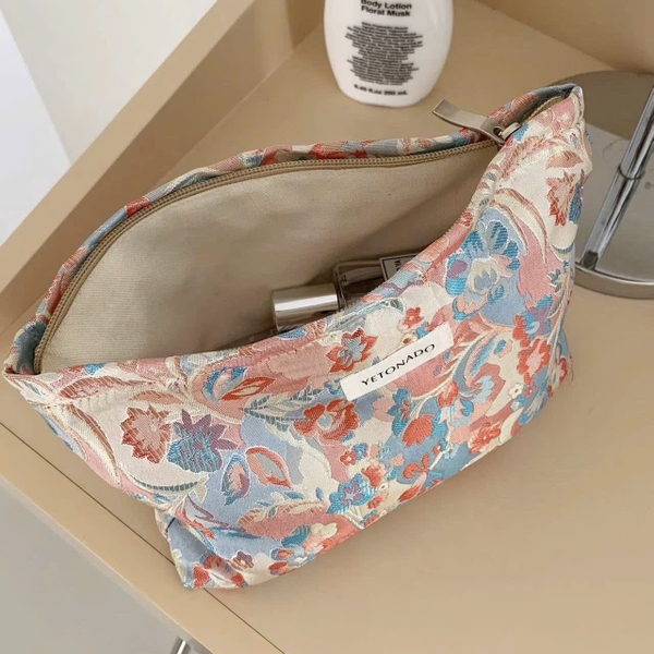 Make Up Purse - Pink & Blue Flower