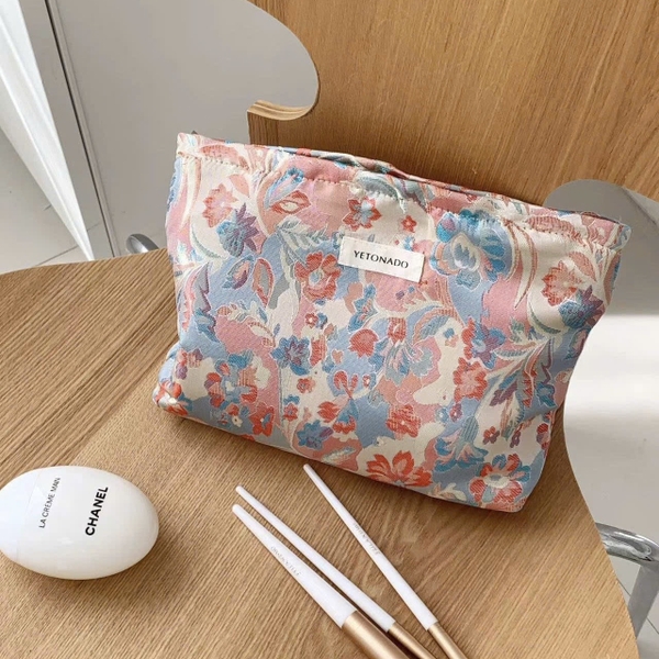 Make Up Purse - Pink & Blue Flower