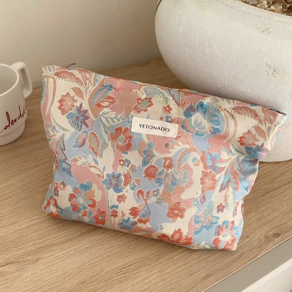 Make Up Purse - Pink & Blue Flower