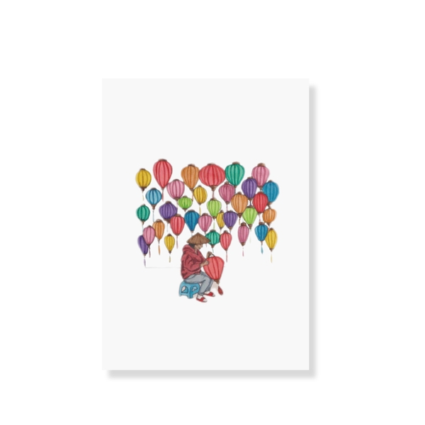 LAURIE DRAWS - ‘Lady With Lantern' Postcard