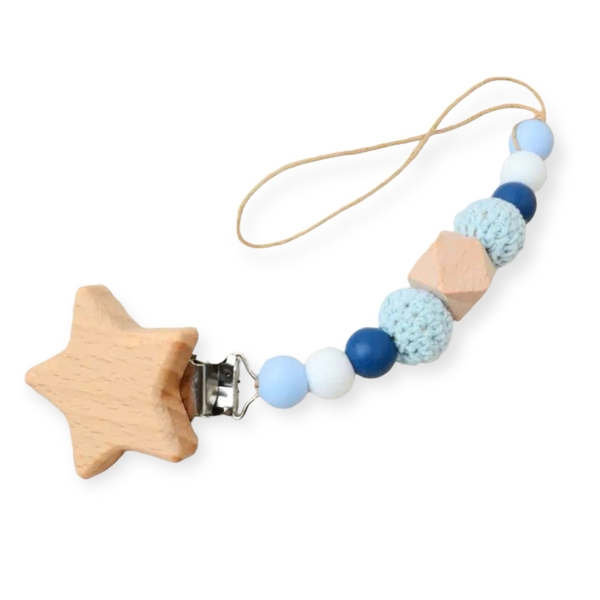 Baby ‘Star’ Macrame Pacifier Holder in Blue