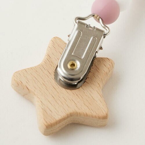 Baby ‘Star’ Macrame Pacifier Holder in Pink