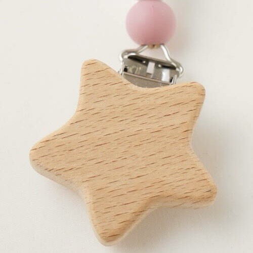 Baby ‘Star’ Macrame Pacifier Holder in Pink
