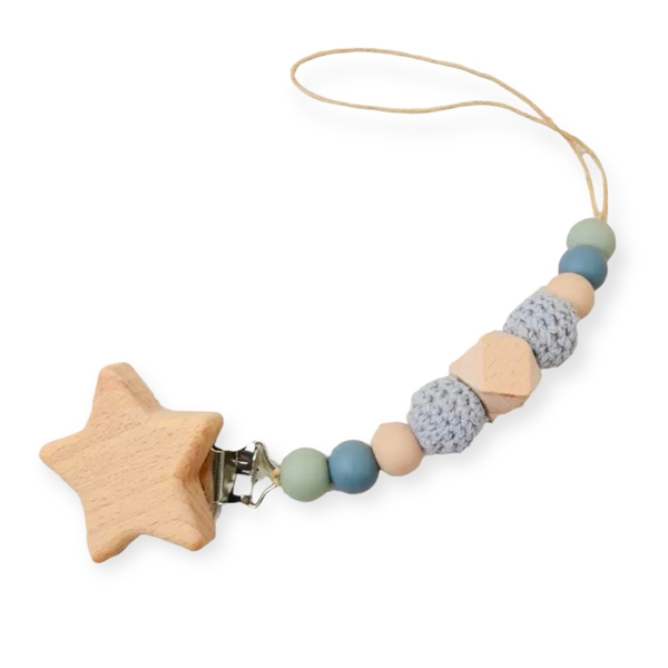 Baby ‘Star’ Macrame Pacifier Holder in Green