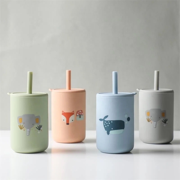 Baby Silicone Sippy Cup in Orange
