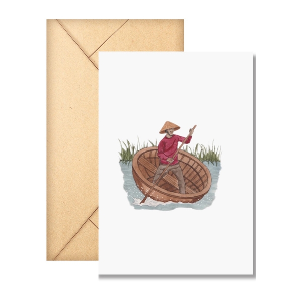 LAURIE DRAWS - 'Coconut Boat' Greeting Card