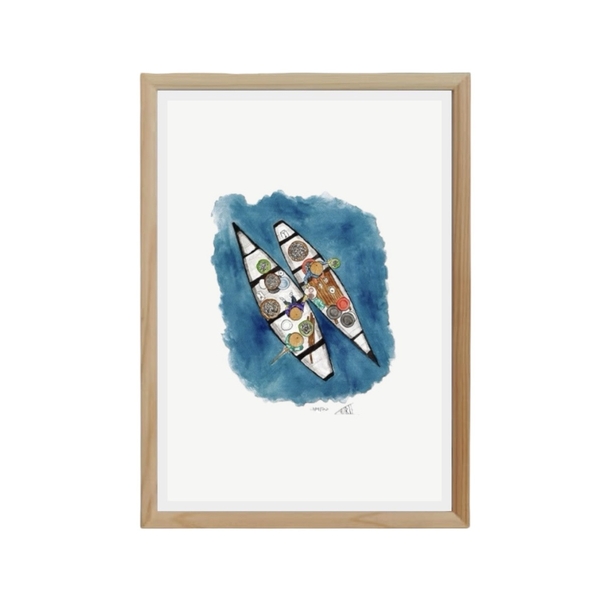 LAURIE DRAWS - 'Boats' Framed Art Print