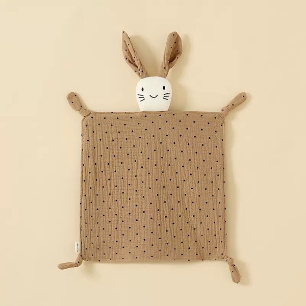 Bunny Muslin Comforter Blanket With Polka Dots Pattern