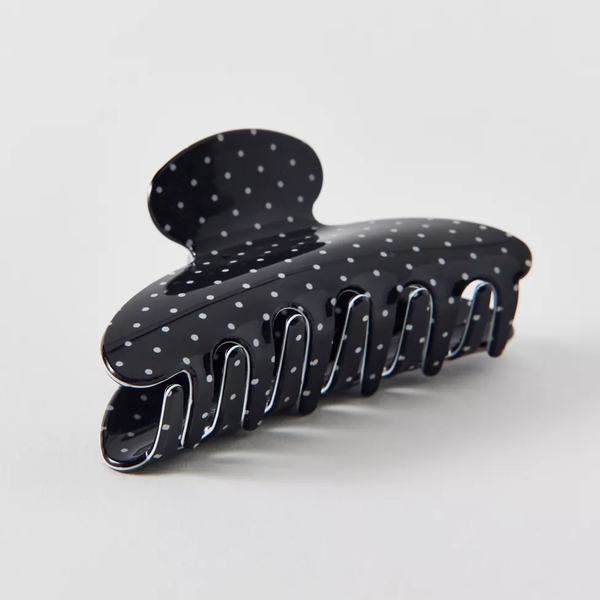 HAIR ACCESSORY - Heirloom Hair Claw in Black With White Polka Dot
