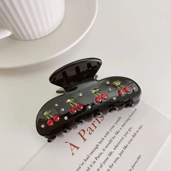 HAIR ACCESSORY - Cherry Hair Claw in Black