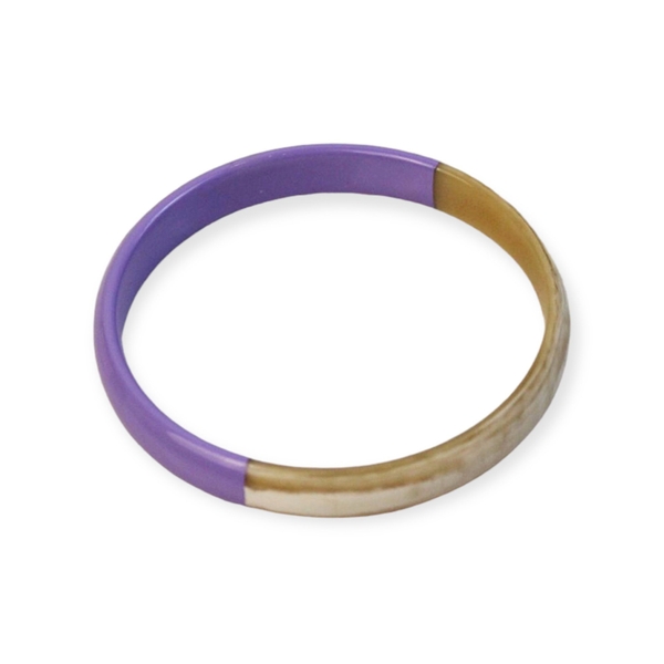 AZIET -  Buffalo Horn & Lacquer Small Flat Bracelet in Purple