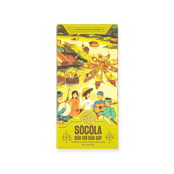 TBROS CHOCOLATE - An Nôm Milk Chocolate with Dried Coconut 44% / Cái Răng Floating Market