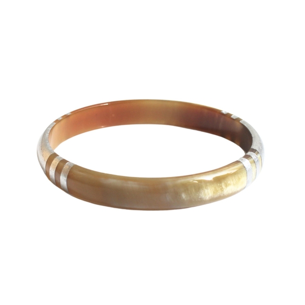 AZIET -  Buffalo Horn Small Flat Bracelet in Stripe Gold