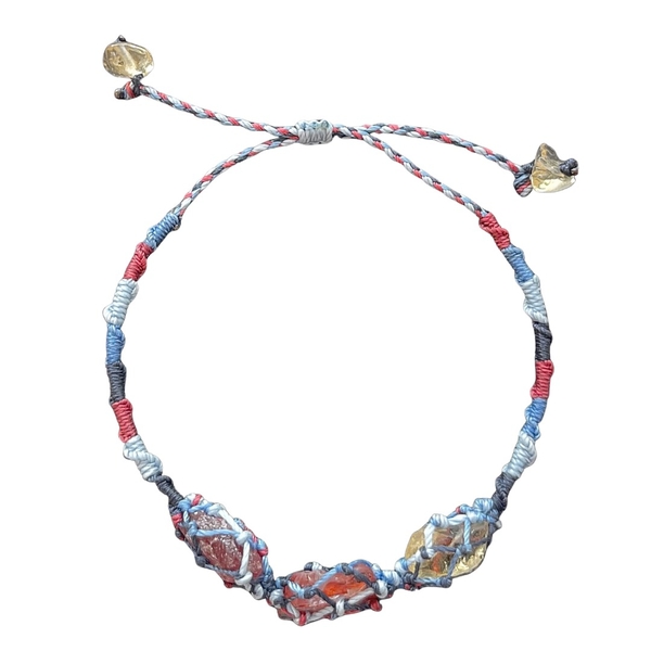 MERAKI TOWN - Triple Stone Bracelet in Citrine, Fire Quartz and Strawberry Quartz