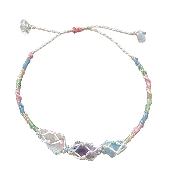 MERAKI TOWN - Triple Stone Bracelet in Moonstone, Amethyst and Aquamarine