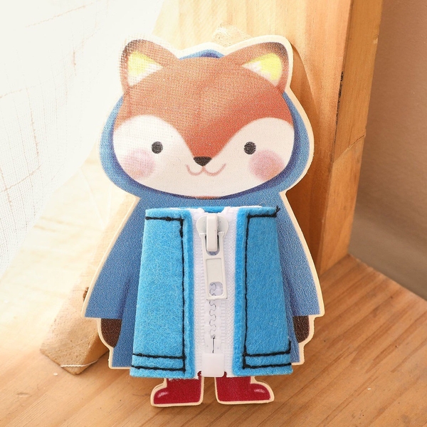 Children’s Montessori Busy Board - Fox (Zipper)