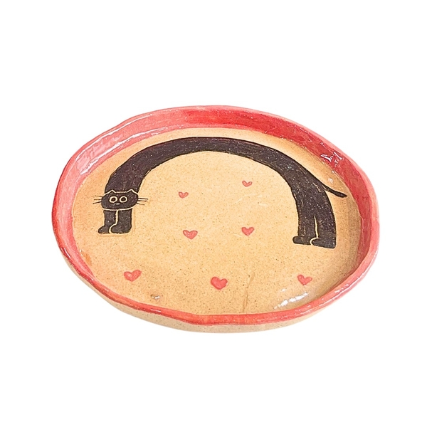 LINDO CRAFTS - Long Cat With Heart Pattern Plate