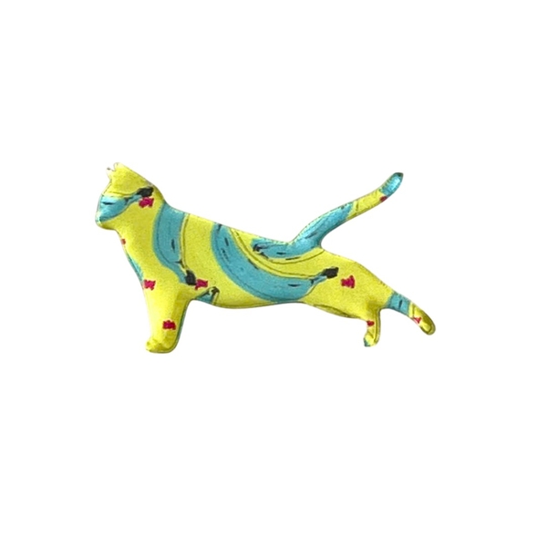 XLAND - ‘Stretching Cat in Blue & Yellow’ Mini Pin