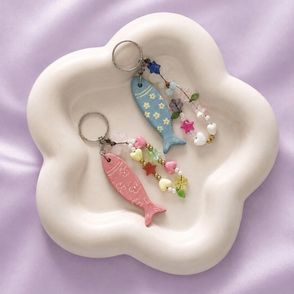 LINDO CRAFTS - Blue Fish Ceramic Keychain