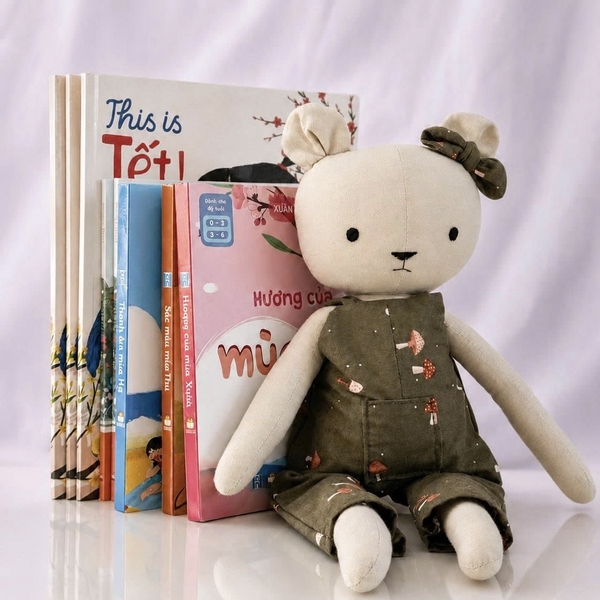 RỪNG HANDMADE - Misa Bear in Dark Green Mushroom Jumpsuit