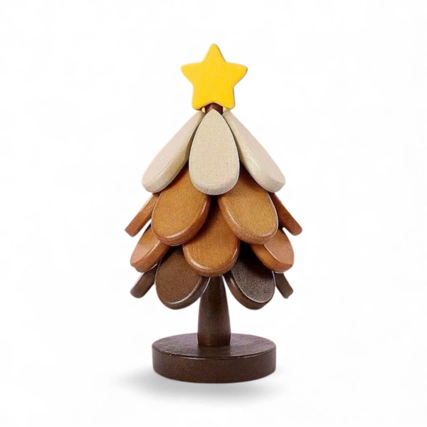 Wooden Christmas Coaster With Yellow Star Topper (Set Of 4)