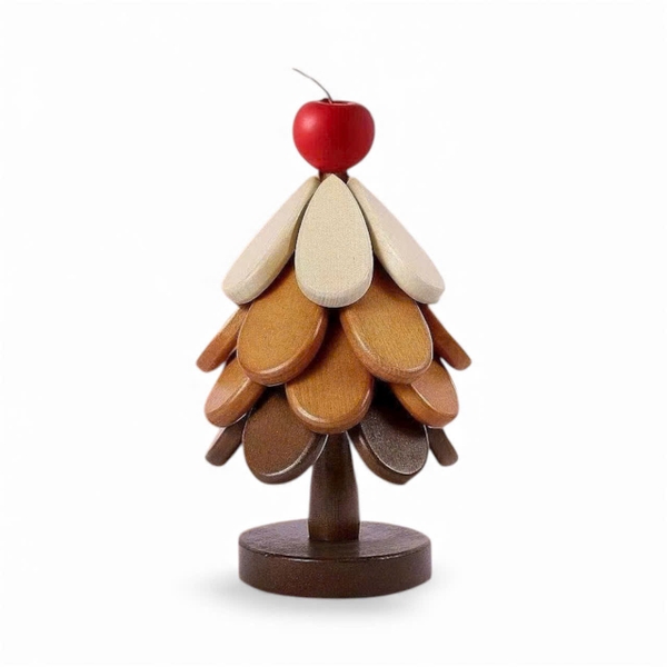 Wooden Christmas Coaster With Red Apple Topper (Set Of 4)