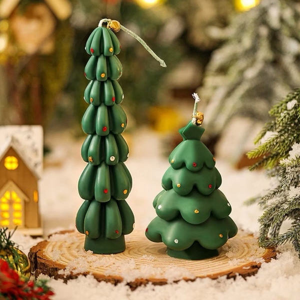 Christmas Candles - “Christmas Tree With Baubles in Green”