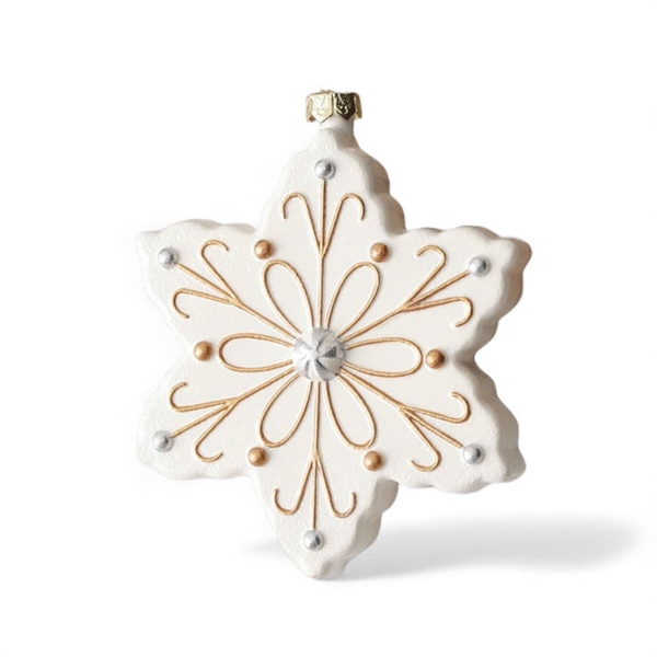 Poly Christmas Ornament - Snowflake In White