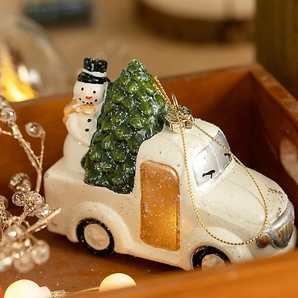 Poly Christmas Ornament - Christmas Truck In White