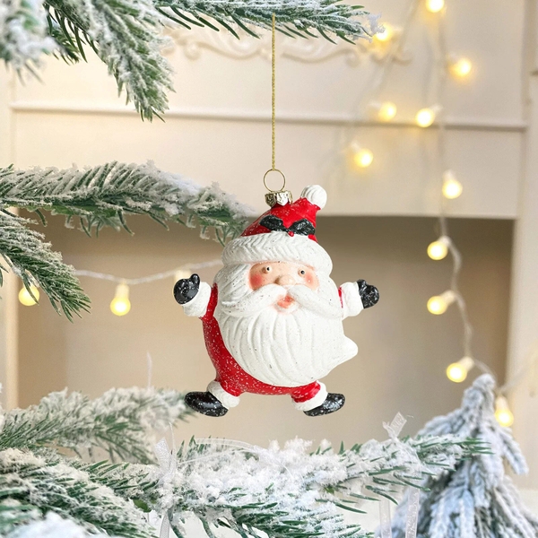 Poly Christmas Ornament - Chubby Santa