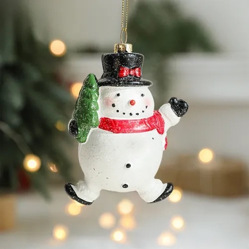 Poly Christmas Ornament - Chubby Snowman