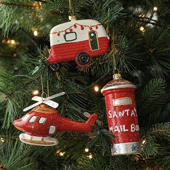 Poly Christmas Ornament - Christmas Van In Red