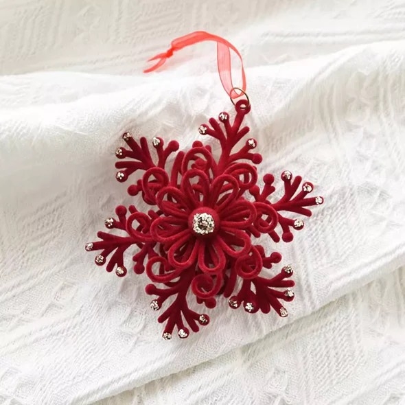 Velvet Christmas Ornament - Snowflake