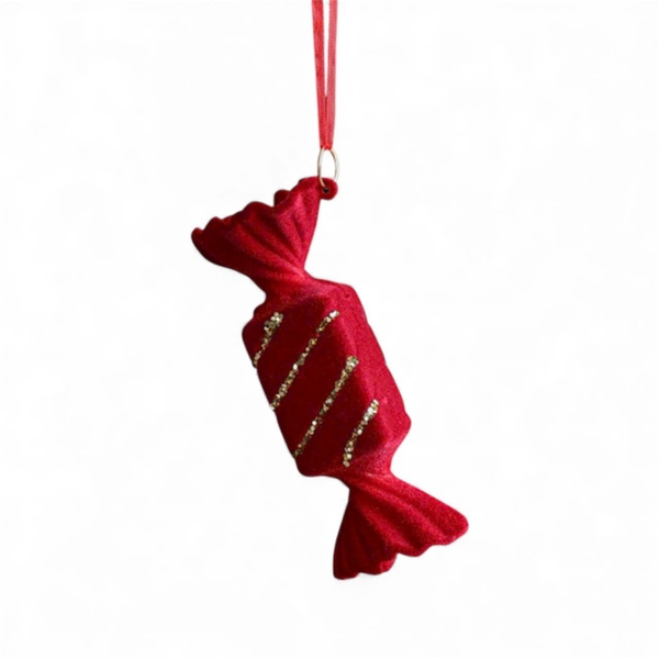 Velvet Christmas Ornament - Candy In Rectangle Shape